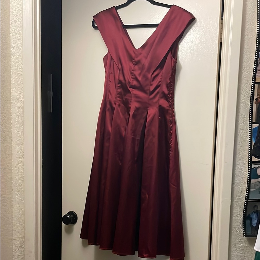 Bettie Page Red A-Line Cocktail Dress with Bow Details on Back